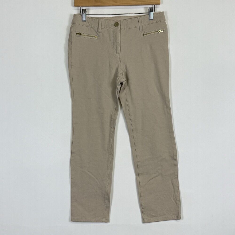 Chico's So Slimming Beige‎ Stretch Twill Zipper Pockets Pants Women's 0 Small 4